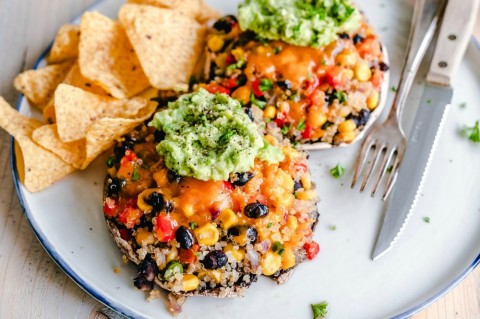 Mexican-Style Stuffed Portobello Mushrooms use the versatile, oversized mushroom cap and stuff it full of healthy ingredients, for a delicious vegetarian or vegan meal.