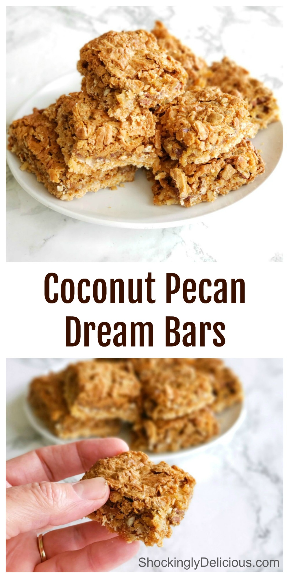 Collage of 2 photos of coconut bars