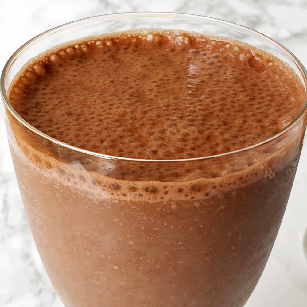 Closeup of Coffee breakfast smoothie in a glass