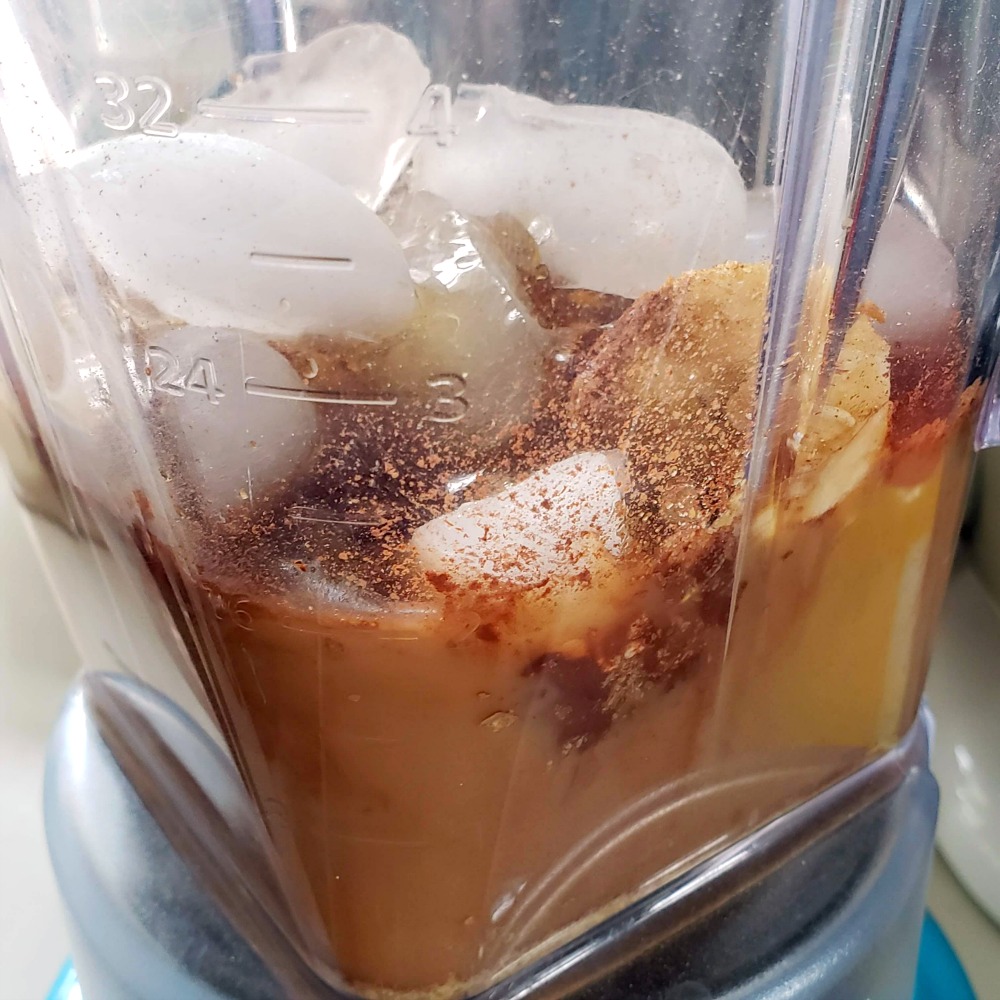 Coffee Smoothie ingredients in the blender