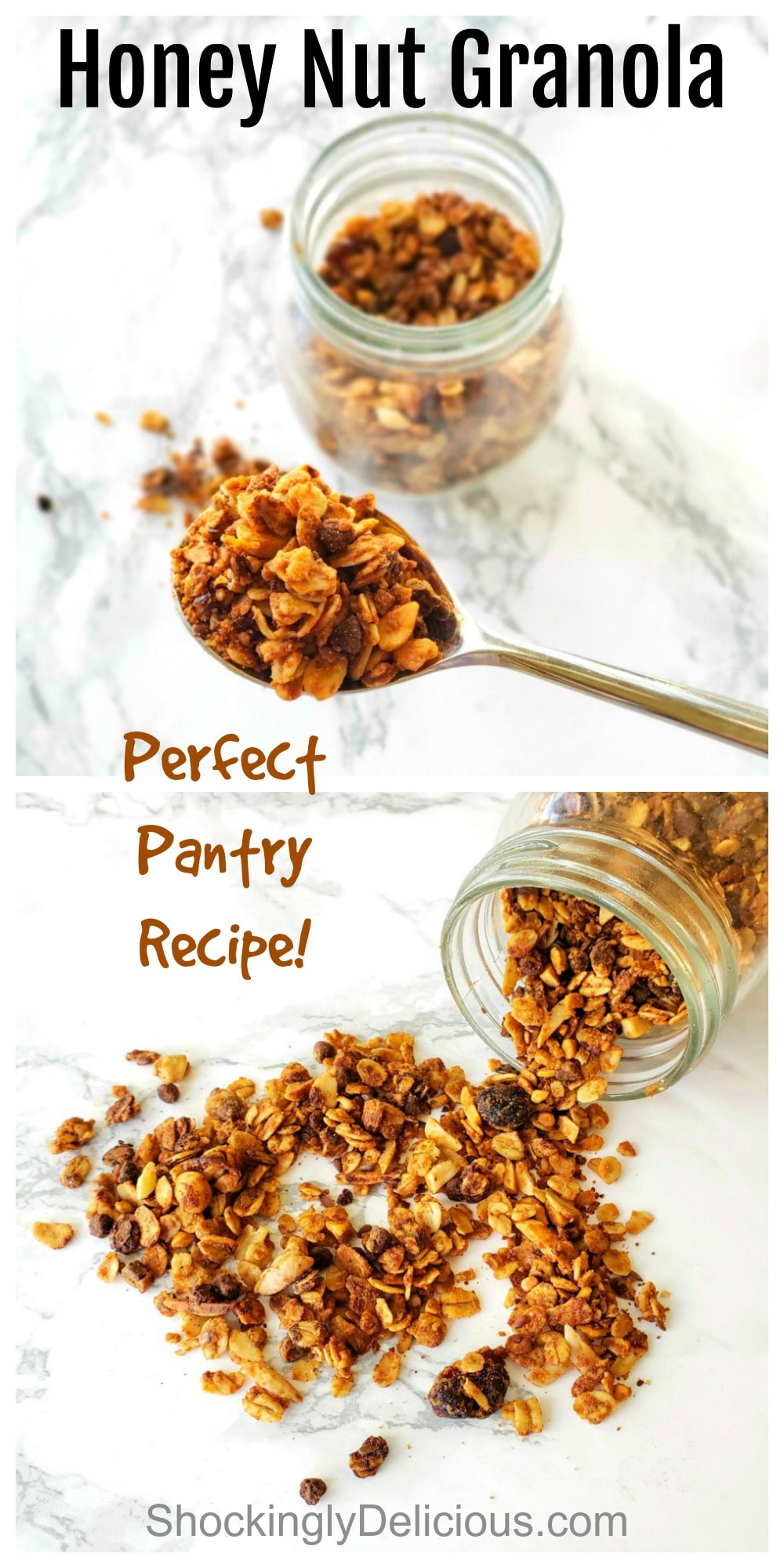 Honey Nut Granola Recipe photo collage on ShockinglyDelicious.com