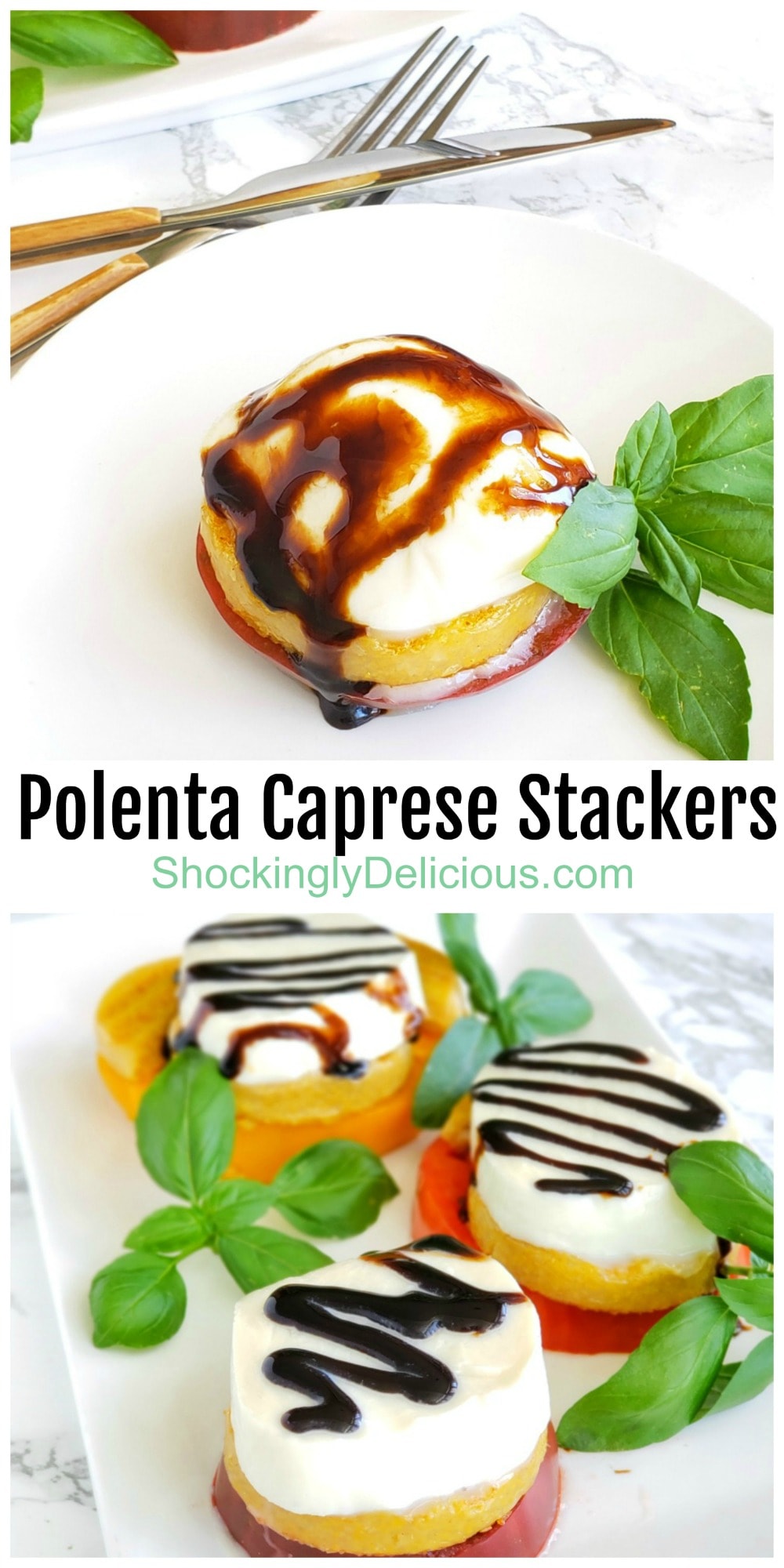 Polenta Caprese Stackers for summer photo collage