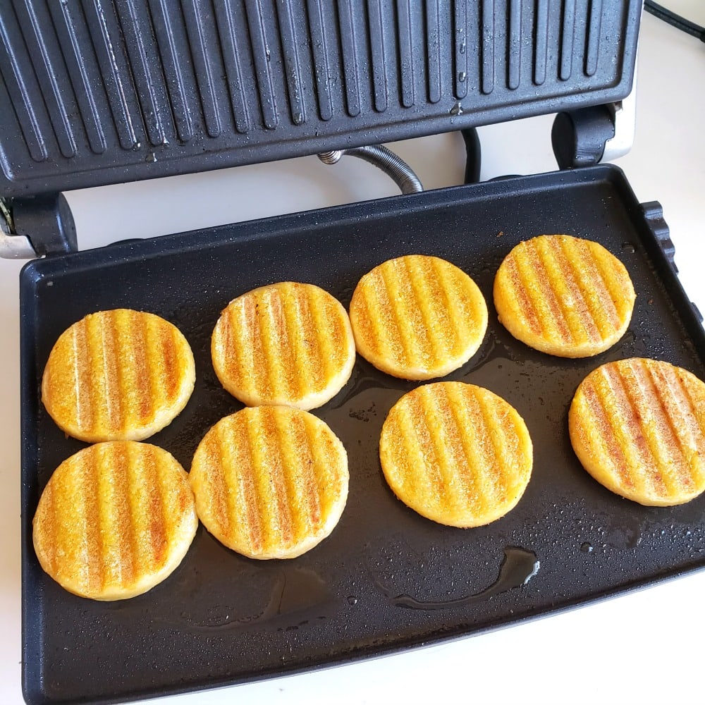 Polenta grilled on the panini press