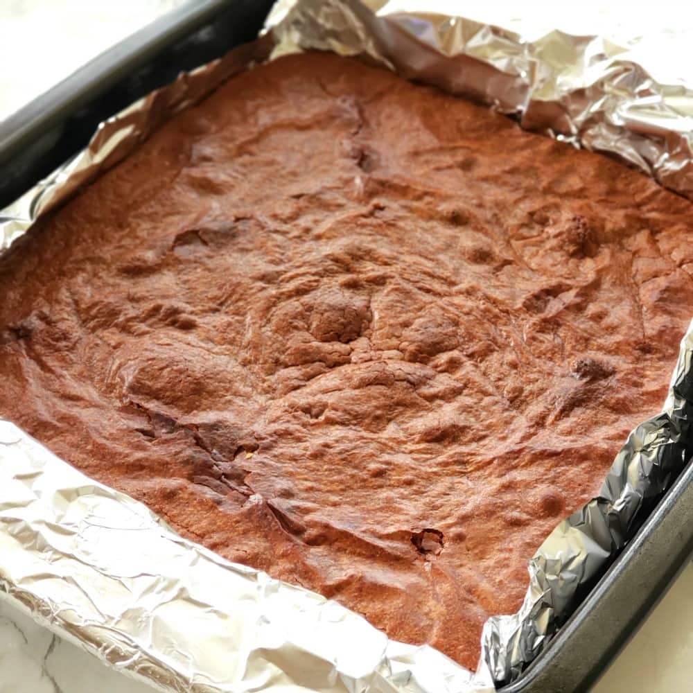 Fudgy Chocolate Brownies baked and out of the oven