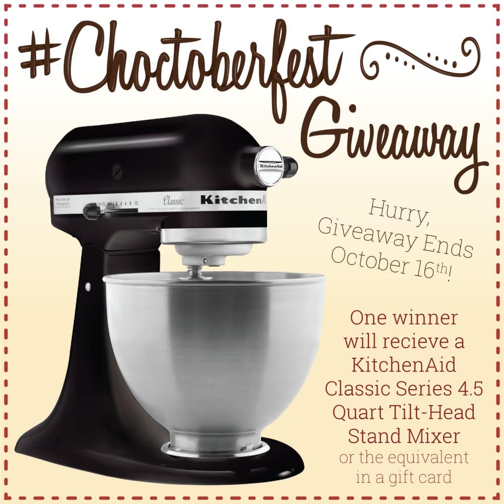 Choctoberfest Giveaway 2020 showing a mixer and wording to enter the giveaway