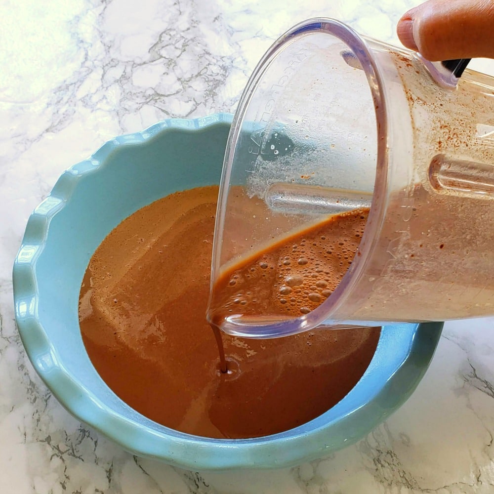 Pour ingredients from blender into pie dish