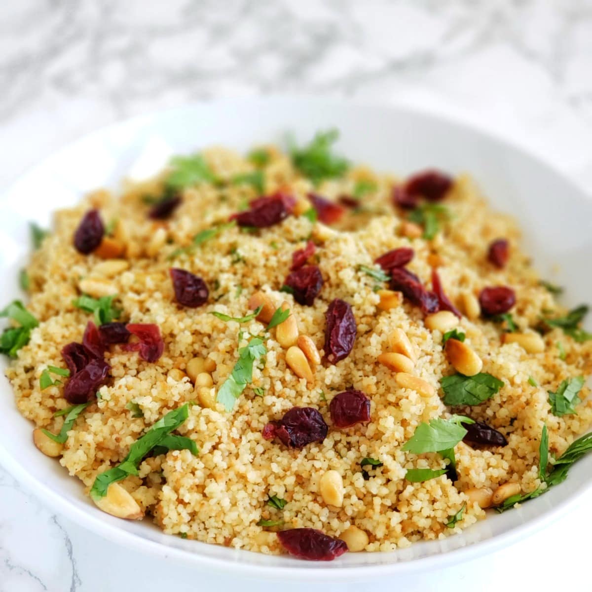 Cranberries on top of couscous