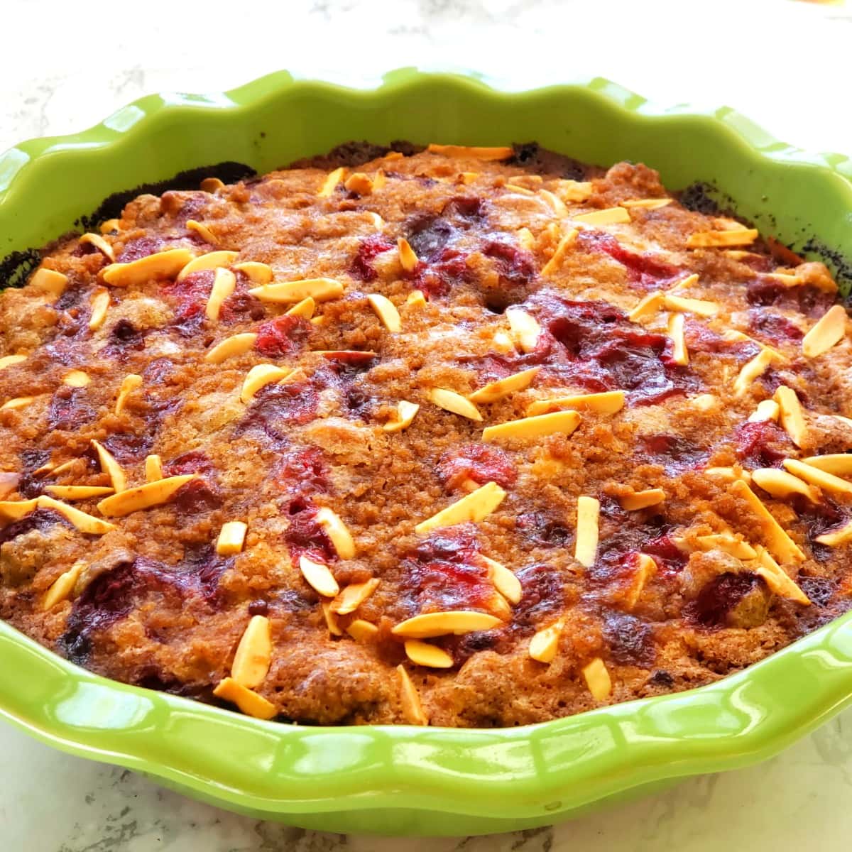 Cranberry Breakfast Cake baked and out of the oven