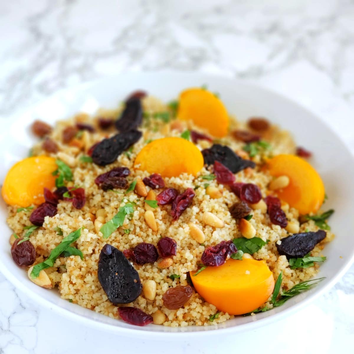 Fruits on top of couscous