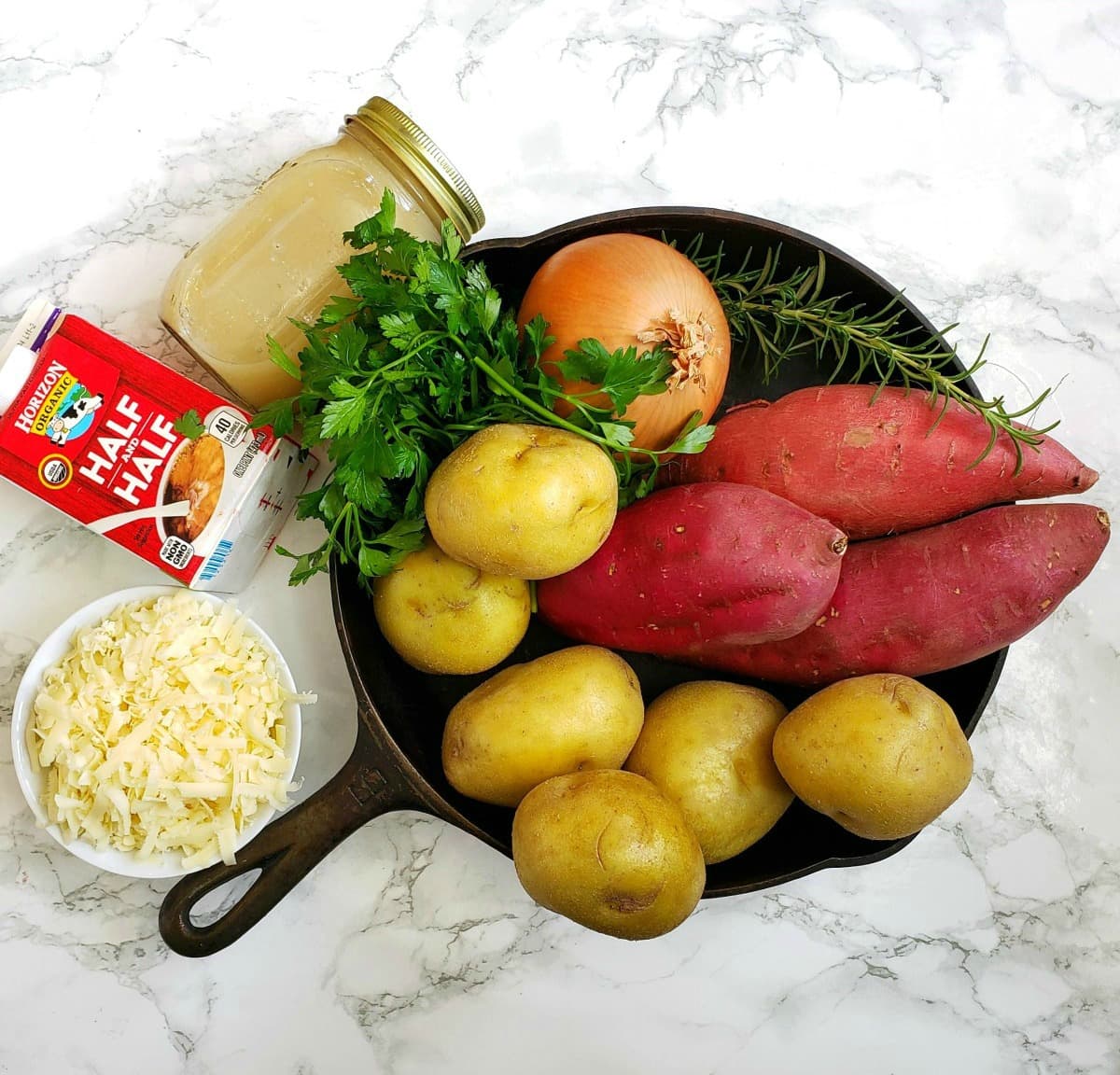 Ingredients for Cheese Herb Potato Gratin