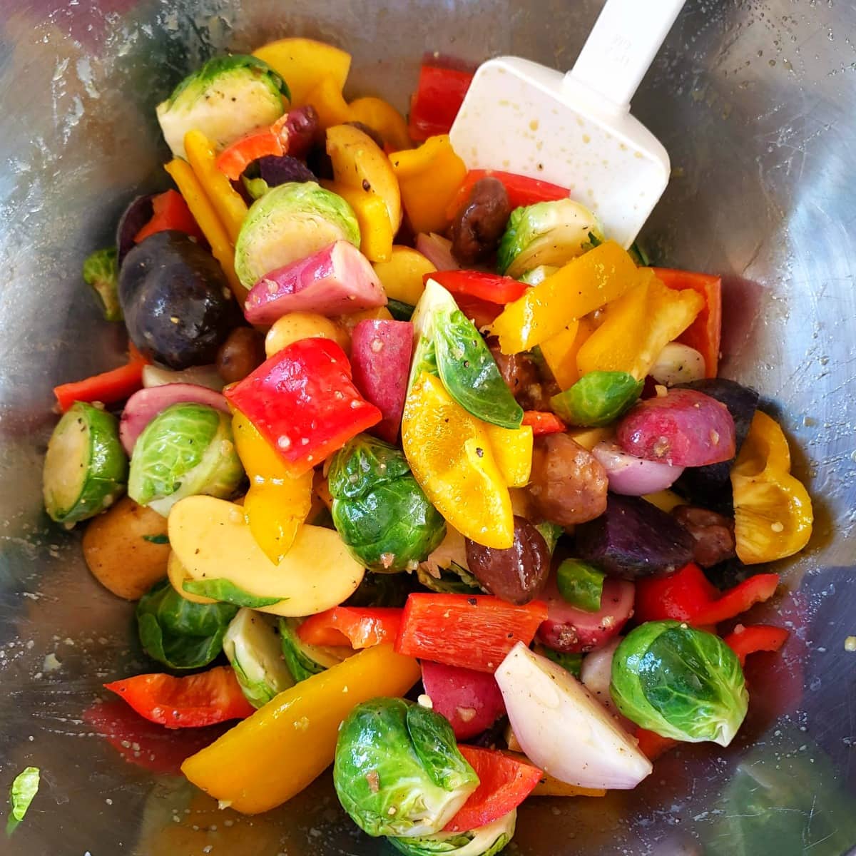 Stir dressing into the vegetables