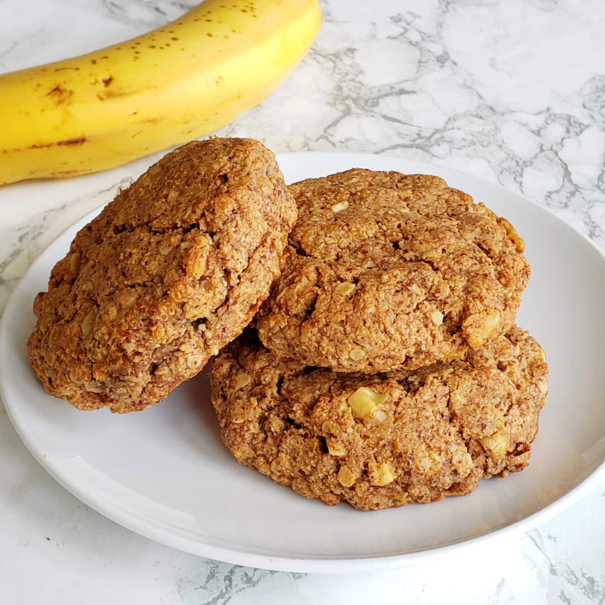 Roasted Banana Almond Butter Breakfast Cookies