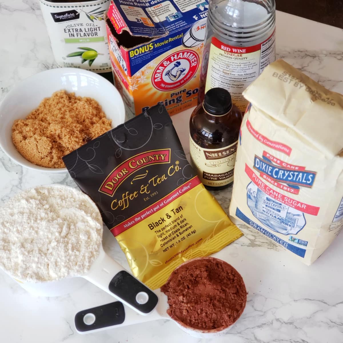 Ingredients for Vegan Chocolate Loaf Cake on ShockinglyDelicious.com