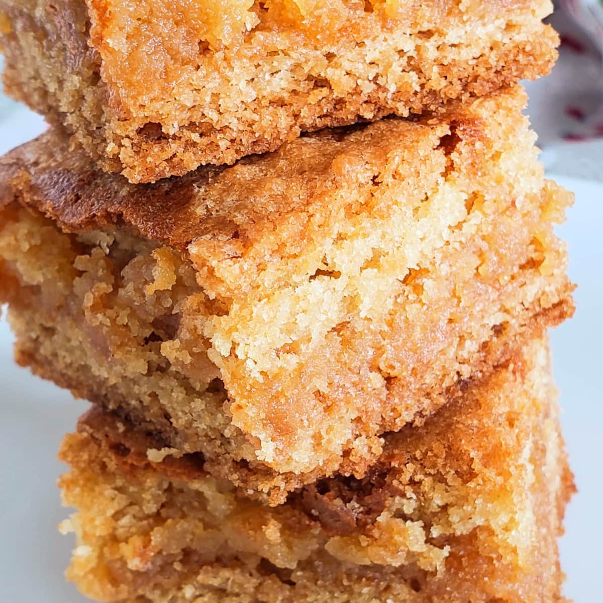 Closeup on Almond Paste Squares stacked on each other