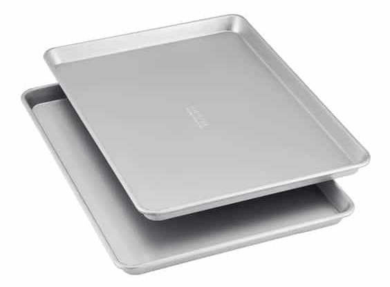 2 silver cookie sheets 