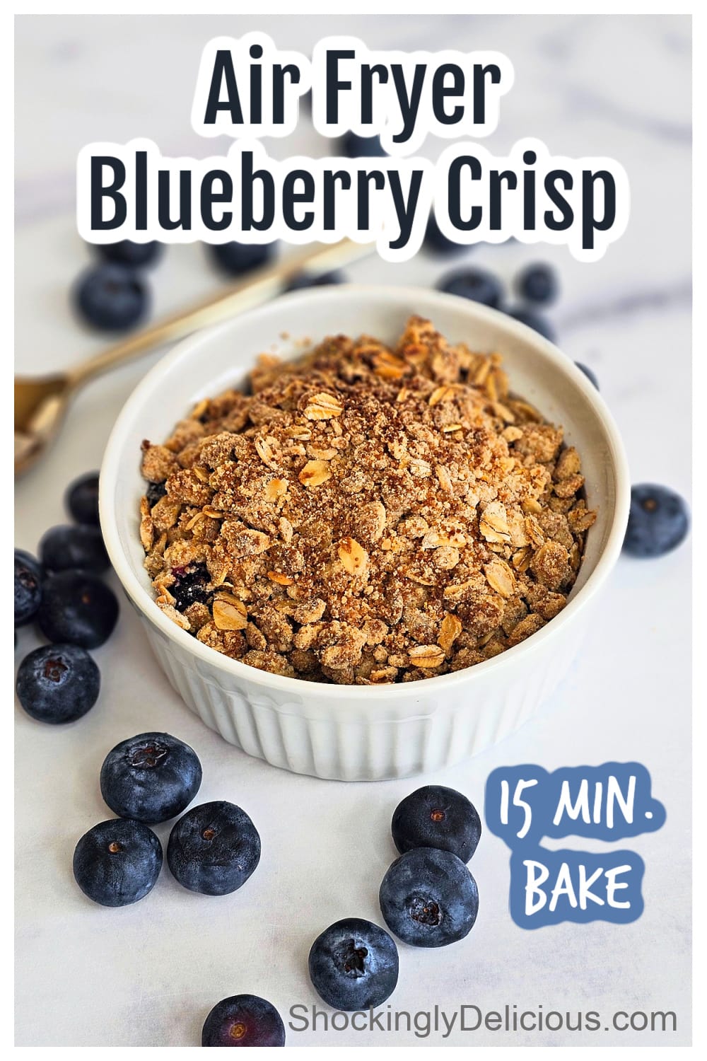 Air Fryer Blueberry Crisp ShockinglyDelicious.com Pinterest Pin